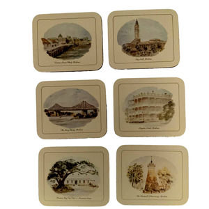 Jason Cork Backed Coasters Brisbane Australia Points of Interest Set of 6